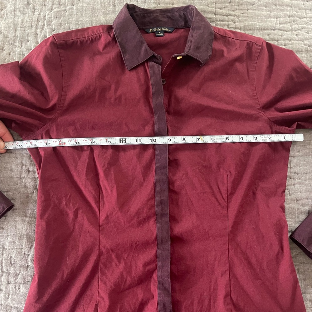Brooks Brothers Maroon Burgundy Button Down shirt gold buttons sz 4 cotton blend - Picture 7 of 10